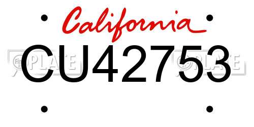CU42753 California License Plate