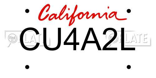 CU4A2L California License Plate
