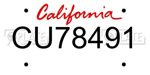 CU78491 California License Plate