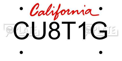 CU8T1G California License Plate