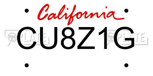 CU8Z1G California License Plate