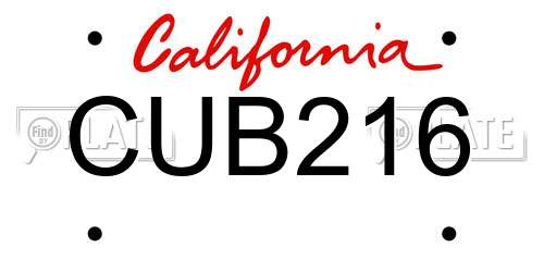 CUB216 California License Plate