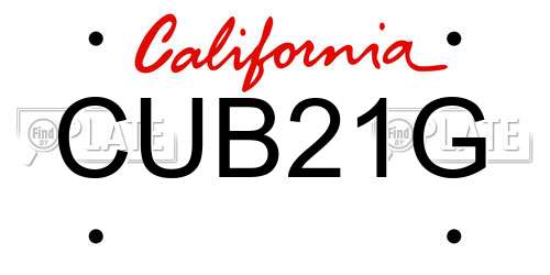 CUB21G California License Plate
