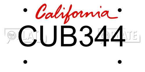 CUB344 California License Plate