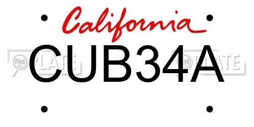 CUB34A California License Plate