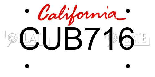 CUB716 California License Plate