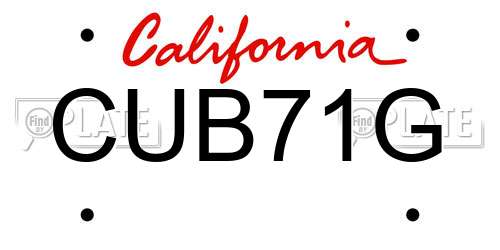 CUB71G California License Plate