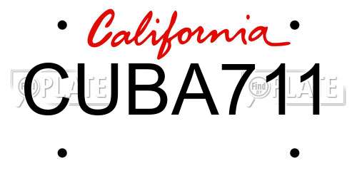 CUBA711 California License Plate