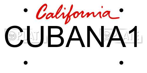 CUBANA1 California License Plate