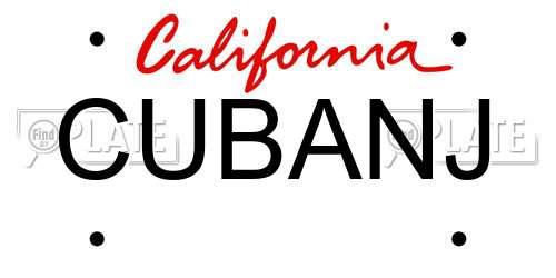 CUBANJ California License Plate
