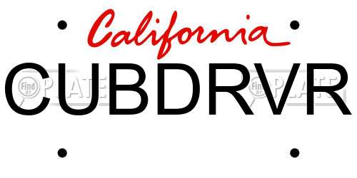 CUBDRVR California License Plate