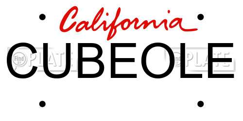 CUBEOLE California License Plate