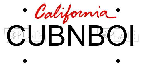 CUBNBOI California License Plate