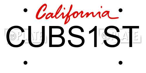 CUBS1ST California License Plate