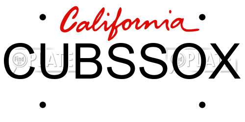 CUBSSOX California License Plate