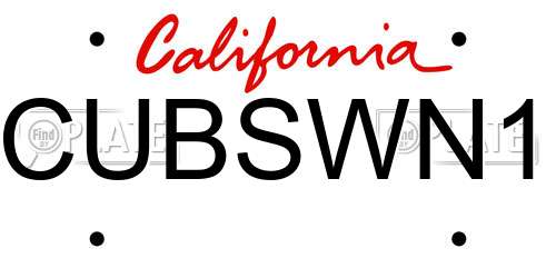 CUBSWN1 California License Plate