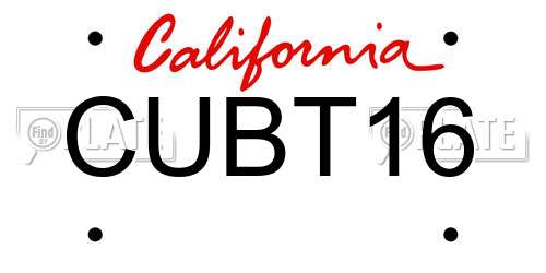 CUBT16 California License Plate