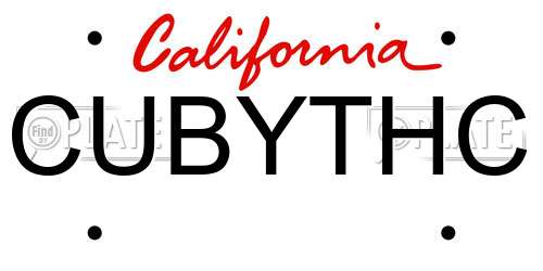 CUBYTHC California License Plate
