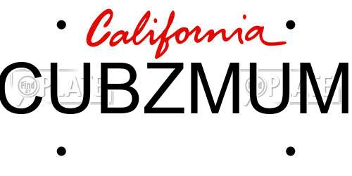 CUBZMUM California License Plate