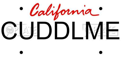 CUDDLME California License Plate
