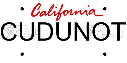 CUDUNOT California License Plate