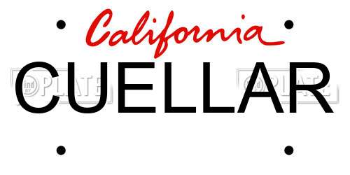 CUELLAR California License Plate