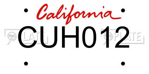 CUH012 California License Plate