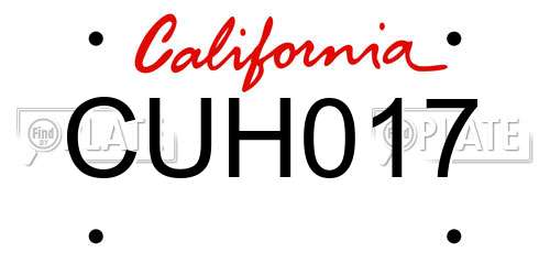 CUH017 California License Plate