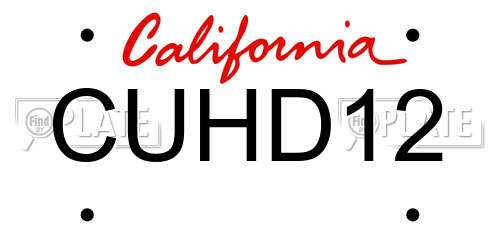 CUHD12 California License Plate