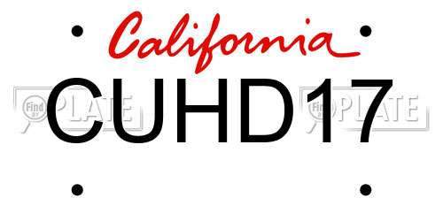 CUHD17 California License Plate