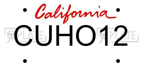 CUHO12 California License Plate