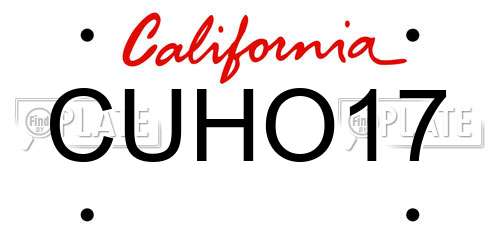 CUHO17 California License Plate