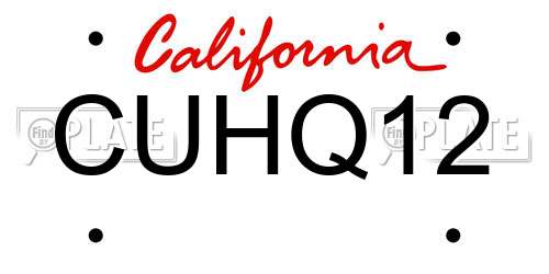 CUHQ12 California License Plate