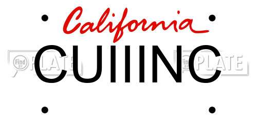 CUIIINC California License Plate