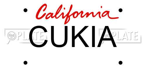 CUKIA California License Plate