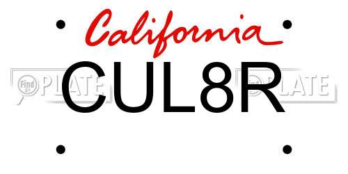 CUL8R California License Plate