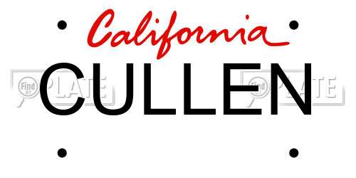 CULLEN California License Plate