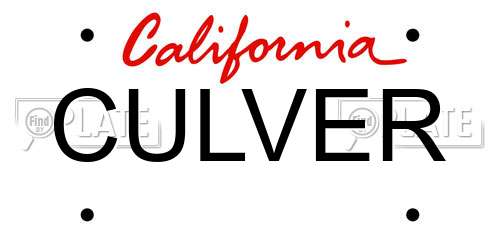 CULVER California License Plate