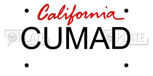 CUMAD California License Plate