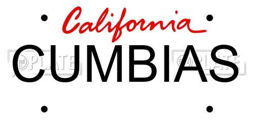 CUMBIAS California License Plate
