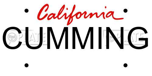 CUMMING California License Plate