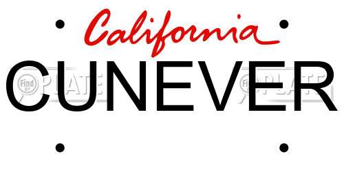CUNEVER California License Plate