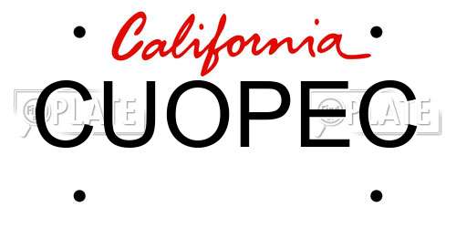 CUOPEC California License Plate