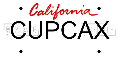 CUPCAX California License Plate