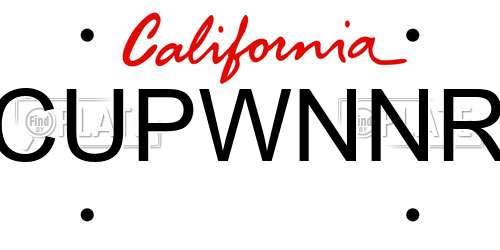 CUPWNNR California License Plate