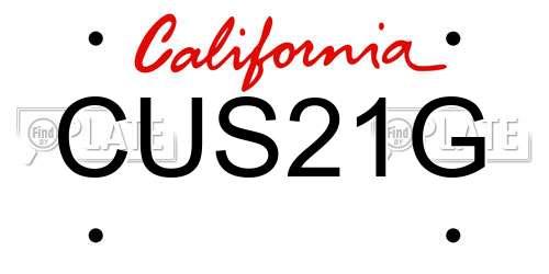CUS21G California License Plate