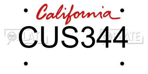 CUS344 California License Plate