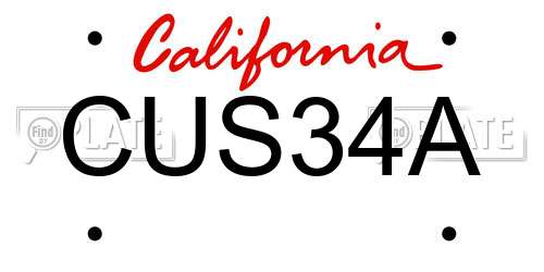 CUS34A California License Plate