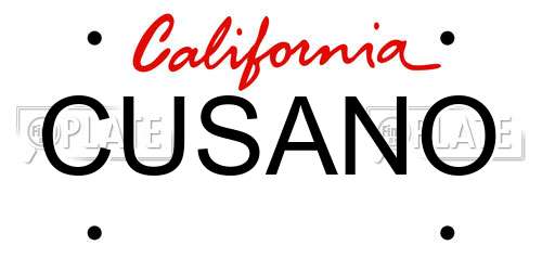 CUSANO California License Plate