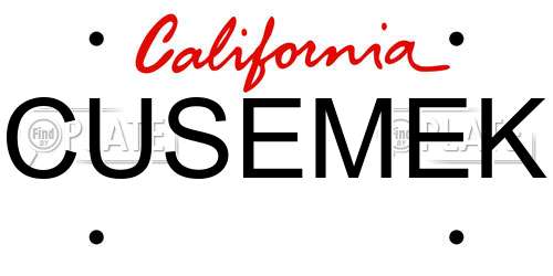 CUSEMEK California License Plate